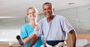 man during rehabilitation exercises